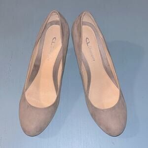 CL by Laundry Nanette Taupe Faux Suede Heels